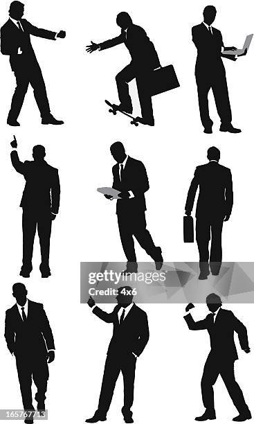 assorted businessmen vector illustrations - computer posture stock illustrations