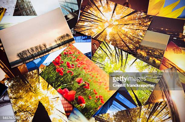 stack of printed colorful images - photography stock pictures, royalty-free photos & images