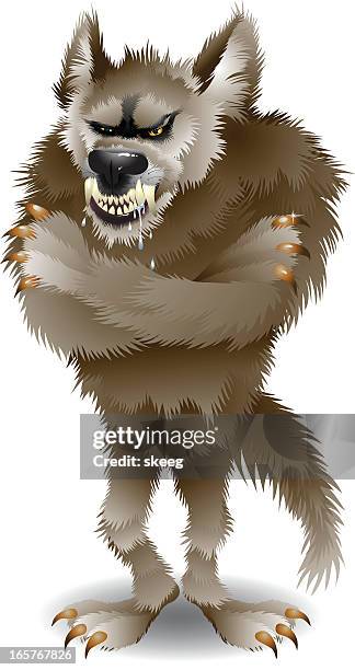 big bad wolf - animal saliva stock illustrations