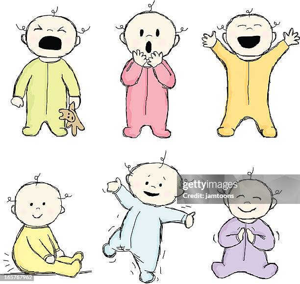 doodle babies - toddler stock illustrations