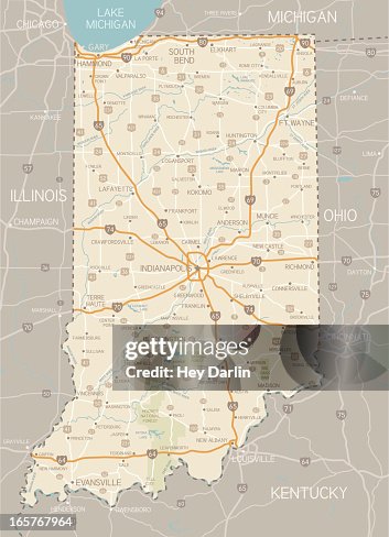 Indianamap Pretty Indiana Map High-Res Vector Graphic - Getty Images