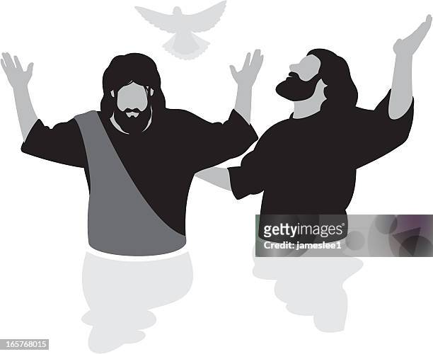 ilustrações de stock, clip art, desenhos animados e ícones de jesus'batismo - louvar religião