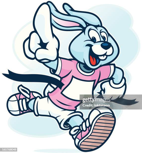 ilustraciones, imágenes clip art, dibujos animados e iconos de stock de conejo de pascua ejecución - conejo de pascua
