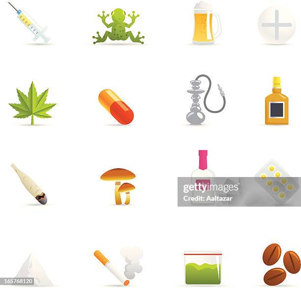color icons - drugs - cannabis medicinal stock illustrations