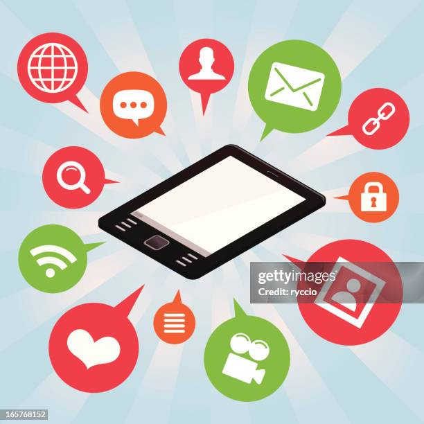 tablet applications - head profile stock illustrations