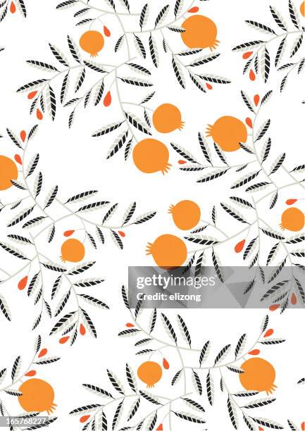 pomegranate orange fruity - fruity stock illustrations