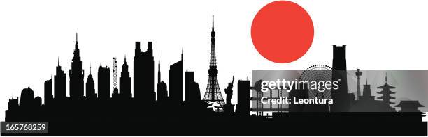 tokyo (buildings are detailed, moveable and complete) - honshu stock illustrations