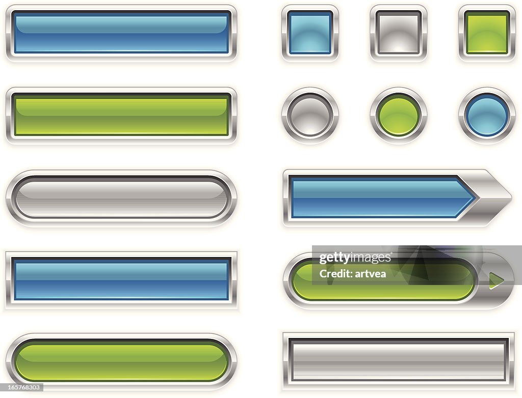 Metallic Button Designs For Web Use High-Res Vector Graphic - Getty Images