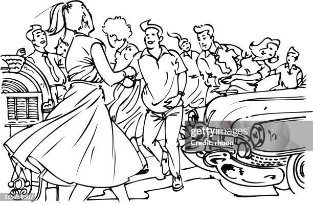 retro party - swing tanz stock-grafiken, -clipart, -cartoons und -symbole