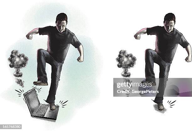 stockillustraties, clipart, cartoons en iconen met computer frustration - stamp