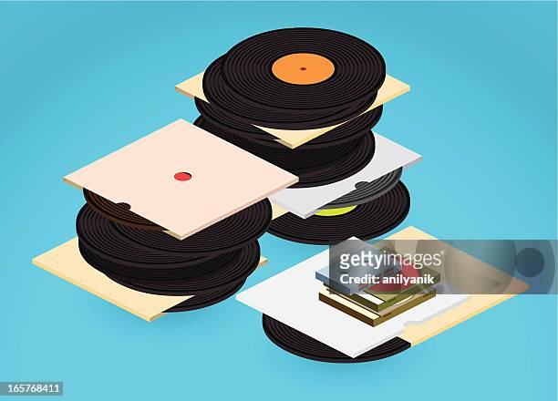 stockillustraties, clipart, cartoons en iconen met music collection - compact disc