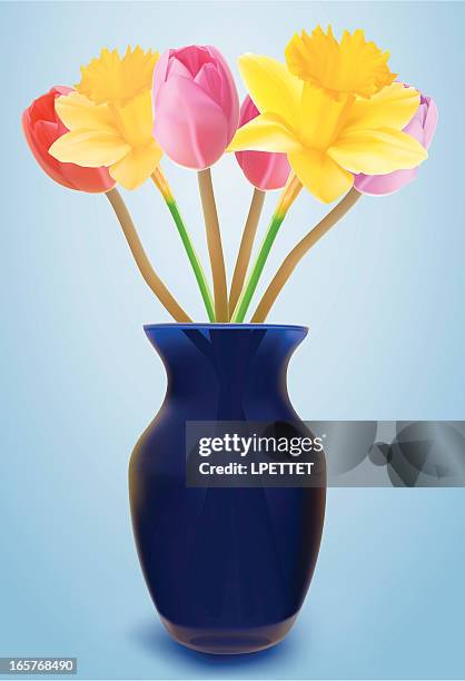 bouquet - blumenstrauss vase stock-grafiken, -clipart, -cartoons und -symbole