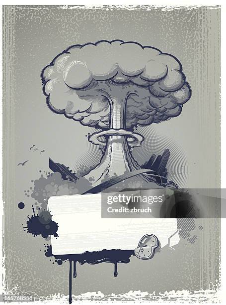 ilustrações de stock, clip art, desenhos animados e ícones de composição com explosão nuclear - apocalypse