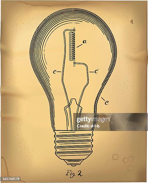 light bulb in 1800's patent drawing style - copyright stock illustrations