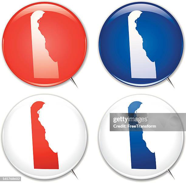 stockillustraties, clipart, cartoons en iconen met campaign buttons - delaware - delaware us state