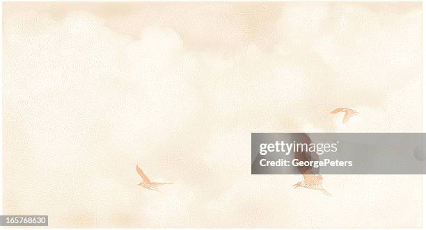 vögel und wolkengebilde schabkunst - escapism stock-grafiken, -clipart, -cartoons und -symbole