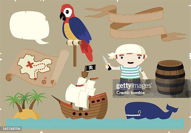more pirate elements - tall ship stock illustrations