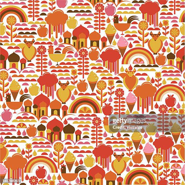 seamless elements texture - rooster print stock illustrations