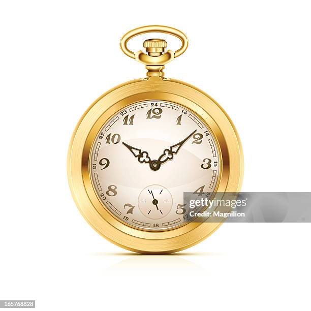 gold pocket watch - watch timepiece stock illustrations