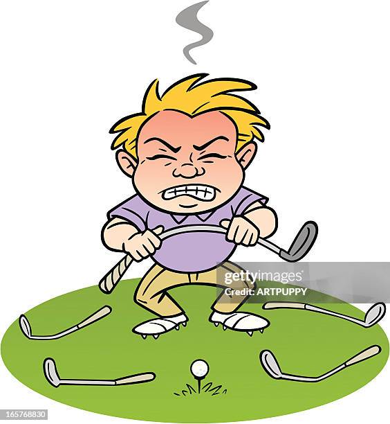 illustrazioni stock, clip art, cartoni animati e icone di tendenza di arrabbiato golf - golf cheating