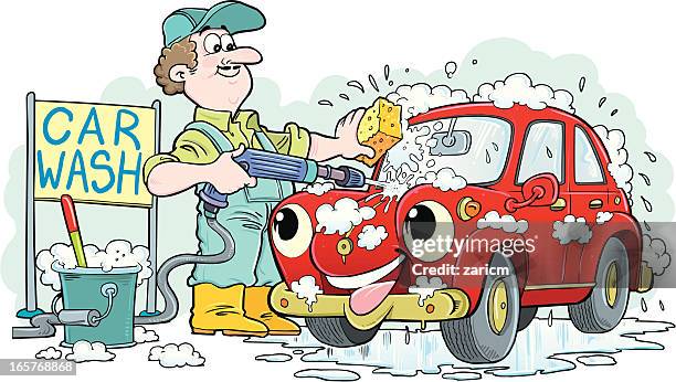 car-waschung - car wash stock-grafiken, -clipart, -cartoons und -symbole