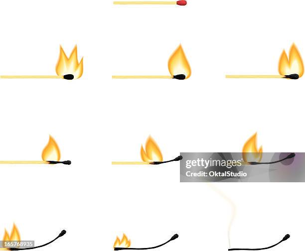 matchstick burning - match lighting equipment stock illustrations