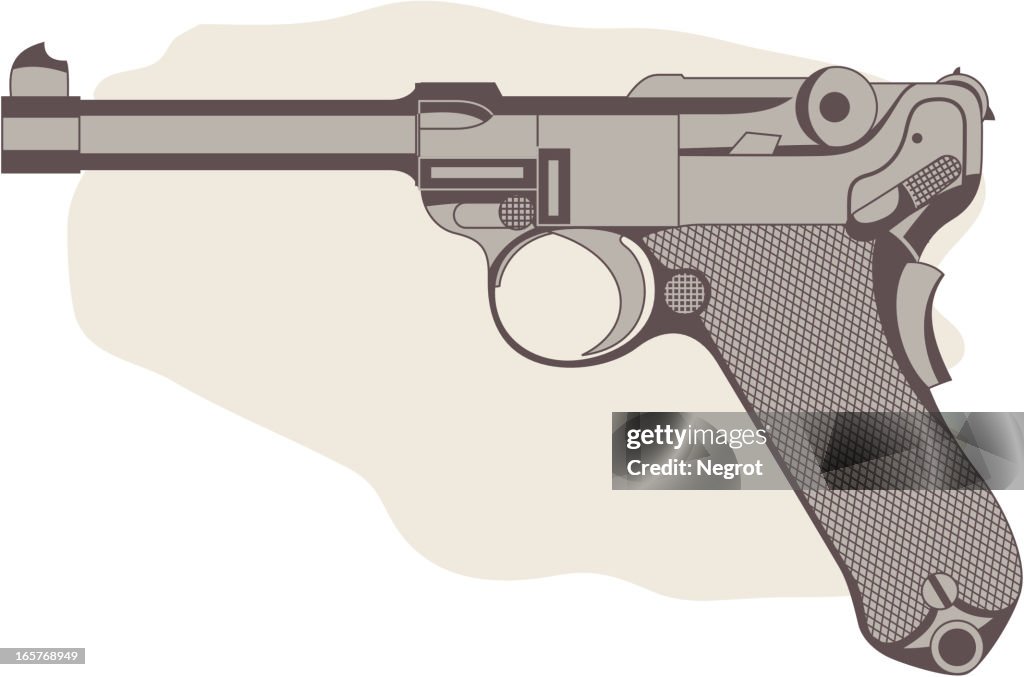 Vector illustration of German Semi-automatic pistol.