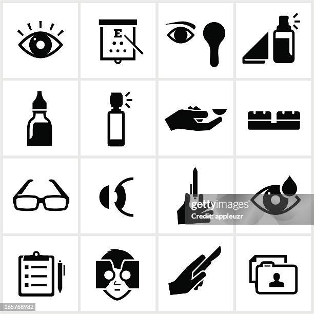 optometry icons - sight test chart stock illustrations