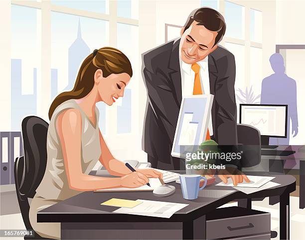 office colleagues - office romance stock illustrations
