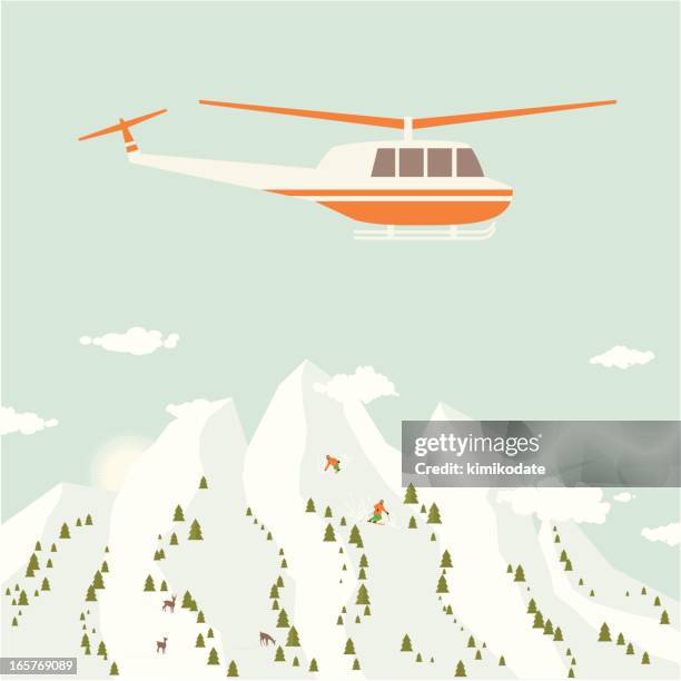 heliskiing - log cabin background stock illustrations