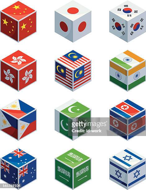 cubes with asian national flags - philippines national flag stock illustrations