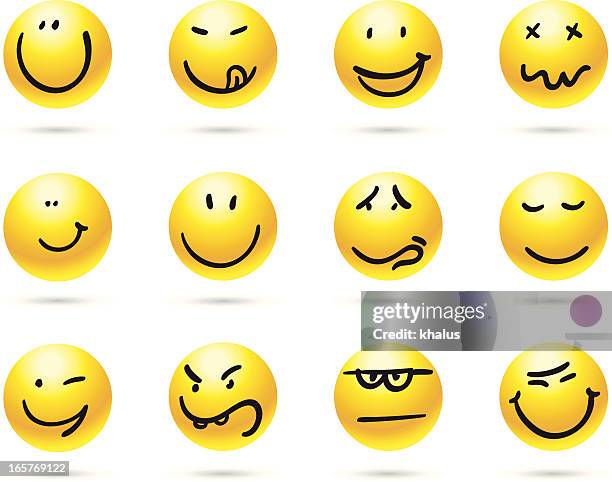 yellow smile collection | faces - winking stock illustrations