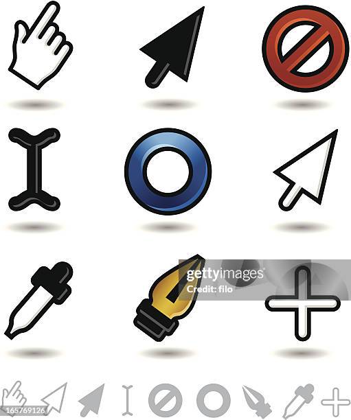 simple cursor icons - micro scope stock illustrations
