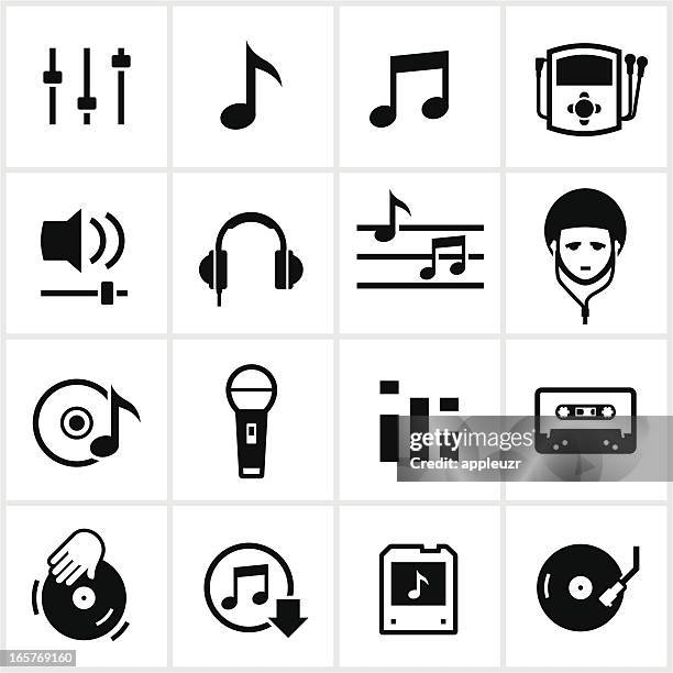 ilustraciones, imágenes clip art, dibujos animados e iconos de stock de iconos de la música - dj de club