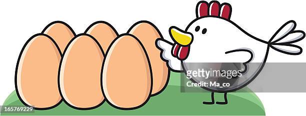 Cartoon Chicken With Six Eggs High-Res Vector Graphic - Getty Images