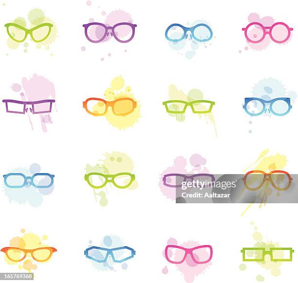 illustrations, cliparts, dessins animés et icônes de taches icônes-lunettes - cats eye glasses