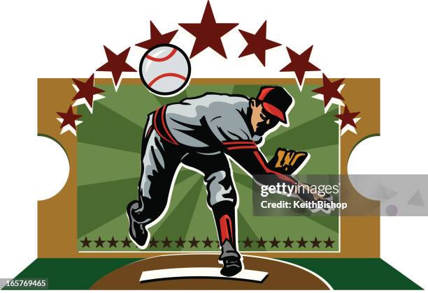 baseball pitcher - baseball player stock illustrations