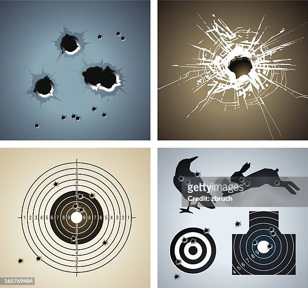 illustrations, cliparts, dessins animés et icônes de impact de balle - bullet holes