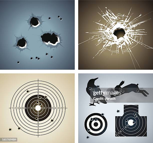 illustrazioni stock, clip art, cartoni animati e icone di tendenza di buco di proiettile - bullet holes vector