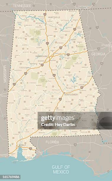 alabama map - state of alabama map stock illustrations