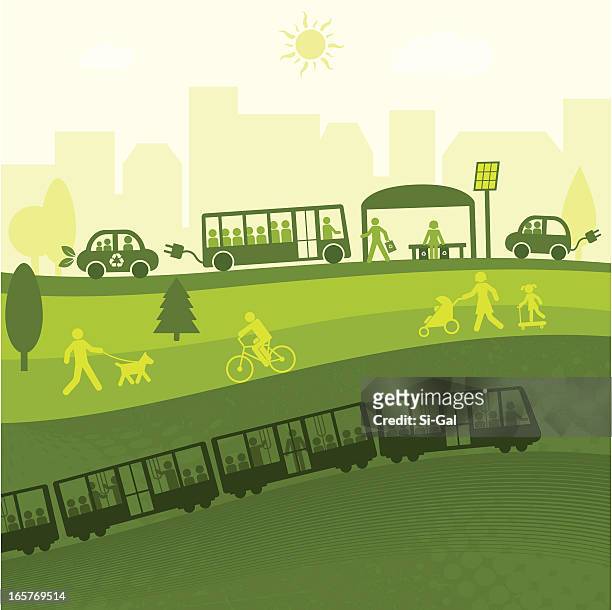 グリーンのシティーライフ（緑のワールドシリーズ - バス点のイラスト素材／クリップアート素材／マンガ素材／アイコン素材