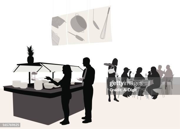 gemütliches - buffet table stock-grafiken, -clipart, -cartoons und -symbole