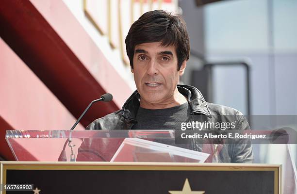 Magician David Copperfield attends a ceremony honoring Penn & Teller with the 2,494th star on the Hollywood Walk of Fame on April 5, 2013 in...