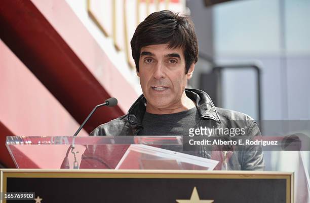 Magician David Copperfield attends a ceremony honoring Penn & Teller with the 2,494th star on the Hollywood Walk of Fame on April 5, 2013 in...