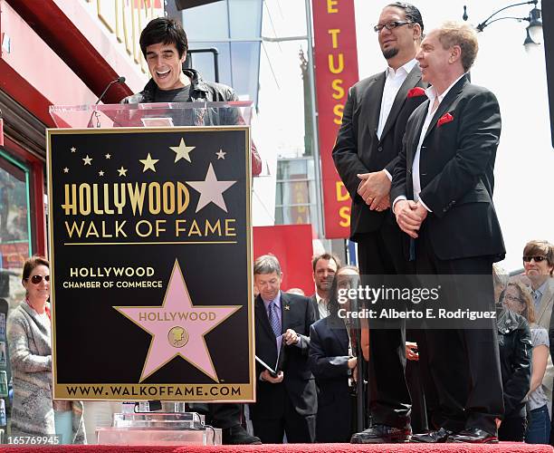 Magicians David Copperfield, Penn Jillette and Teller attend a ceremony honoring Penn & Teller with the 2,494th star on the Hollywood Walk of Fame on...