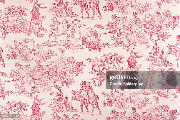 french painting antique fabric - toile de jouy stock pictures, royalty-free photos & images