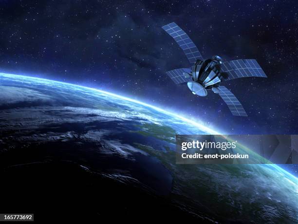 satellite et la terre - surveillance photos et images de collection
