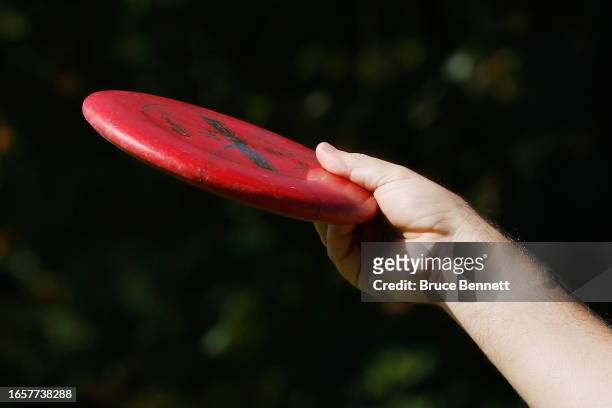 An instructor teaches visitors the game of Disc Golf at Heckscher State Park on September 03, 2023 in East Islip, New York. The weekend marks the...