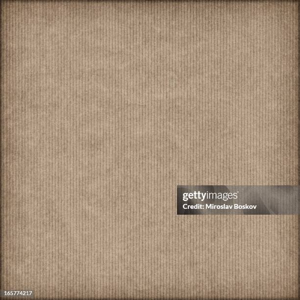 high resolution brown striped kraft paper vignette grunge texture - kraft paper stockfoto's en -beelden