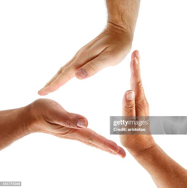 hands in triangle shape - hands in triangle shape stock pictures, royalty-free photos & images